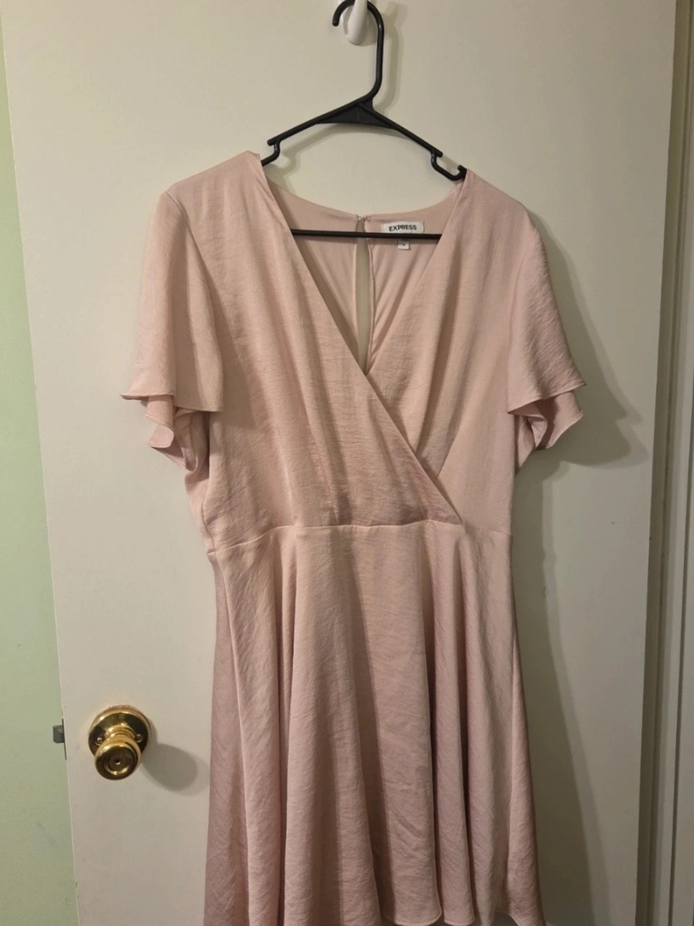 Express Light Pink Wrap-Style Skater Dress